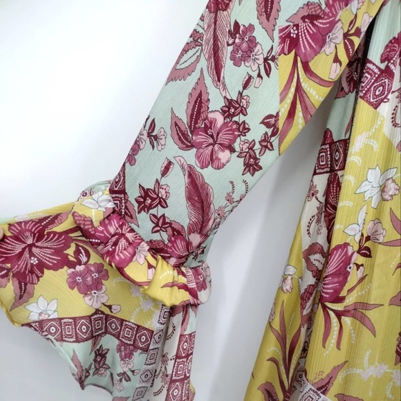 Alexis Floral Wiera Printed Ruffle Midi Dress in Berry Pink Paisley Size Large - Picture 7 of 12